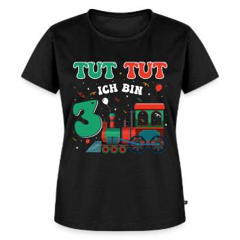3. Geburtstag, 3 Jahre Züge Lok Kids, Boy Junge - Frauen Premium Bio T-Shirt - Schwarz - Vorne - Selfina (174cm)