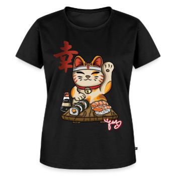 Yokai Maneki Neko Sushi - Women's Premium Organic T-shirt - black - Front - Selfina (174cm)