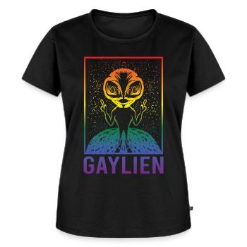 Gender Lesben, Schwule, Trans, Queer Regenbogen - Frauen Premium Bio T-Shirt - Schwarz - Vorne - Selfina (174cm)