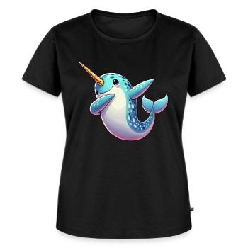 Narwhal, Whale, Sea Creature, Unicorn, Ocean - Women's Premium Organic T-shirt - black - Front - Selfina (174cm)