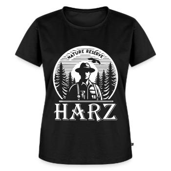 Naturreservat Harz – Wo die Natur zu Hause ist - Frauen Premium Bio T-Shirt - Schwarz - Vorne - Selfina (174cm)