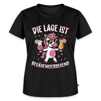 Die Lage Ist Besäufniserregend Einhorn Party - Frauen Premium Bio T-Shirt - Schwarz - Vorne - Selfina (174cm)