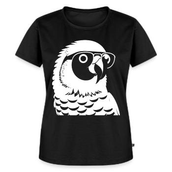 Drôle d’oiseau portant des lunettes de soleil Cool Bourke’s Parak - T-shirt Premium bio Femme - noir - Devant - Selfina (174cm)