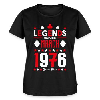 Geburtstagsgeschenk März 1976. Kartenspiele . - Frauen Premium Bio T-Shirt - Schwarz - Vorne - Selfina (174cm)