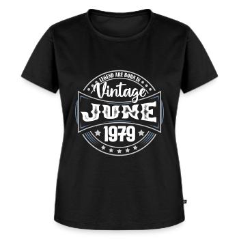 Juni 1979. Geburtstagsgeschenk Juni 1979. Juni. - Frauen Premium Bio T-Shirt - Schwarz - Vorne - Selfina (174cm)