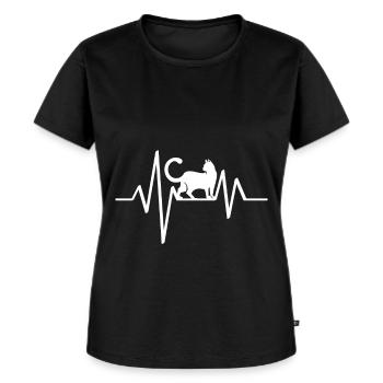 Ein Herz für Katzenliebhaber - Frauen Premium Bio T-Shirt - Schwarz - Vorne - Selfina (174cm)