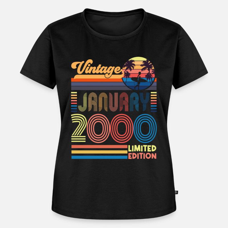 Jubiläum Januar 2000. Geschenk Januar 2000. - Frauen Premium Bio T-Shirt - Schwarz