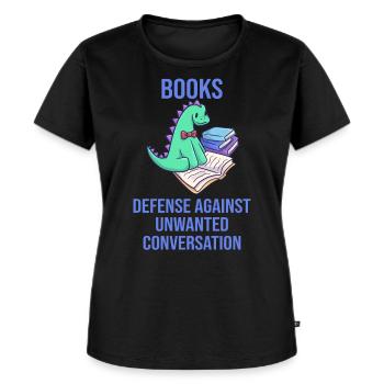 Bücher lesen Buch Dino lustiger Spruch - Frauen Premium Bio T-Shirt - Schwarz - Vorne - Selfina (174cm)