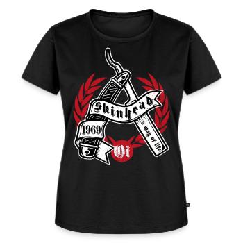 Oi Skinhead Chemise Punk Rock Skinhead Girl - T-shirt Premium bio Femme - noir - Devant - Selfina (174cm)