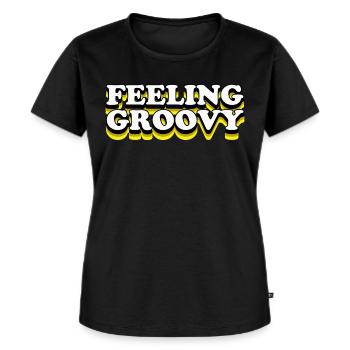 Feeling Groovy - Frauen Premium Bio T-Shirt - Schwarz - Vorne - Selfina (174cm)