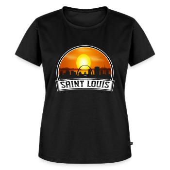 Saint Louis Missouri Usa Skyline Vintage Sunset Tr - Frauen Premium Bio T-Shirt - Schwarz - Vorne - Selfina (174cm)