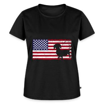 Dachshund Geschenk Dixie Wiener Doxie Dackel - Frauen Premium Bio T-Shirt - Schwarz - Vorne - Selfina (174cm)