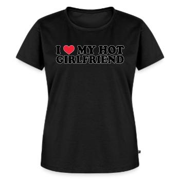 Petite amie Petite amie Relation Couple Amour Couple - T-shirt Premium bio Femme - noir - Devant - Selfina (174cm)