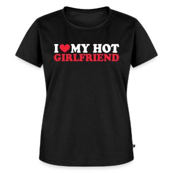 Petite amie Petite amie Relation Couple Amour Couple - T-shirt Premium bio Femme - noir - Devant - Selfina (174cm)