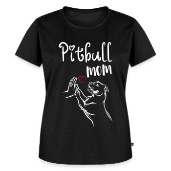 Pitbull Terrier Frauchen Sprüche - Frauen Premium Bio T-Shirt - Schwarz - Vorne - Selfina (174cm)