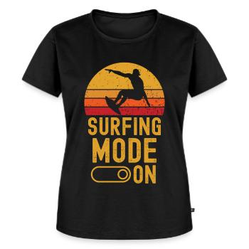 Surfen Mode on retro vintage - Frauen Premium Bio T-Shirt - Schwarz - Vorne - Selfina (174cm)