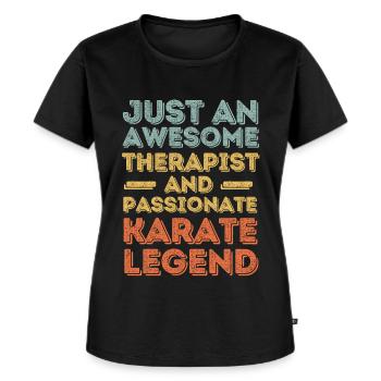 Thérapeute Karaté rétro - T-shirt Premium bio Femme - noir - Devant - Selfina (174cm)