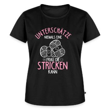 Stricken Lieblingshobby Stricknadel Geschenk Stric - Frauen Premium Bio T-Shirt - Schwarz - Vorne - Selfina (174cm)