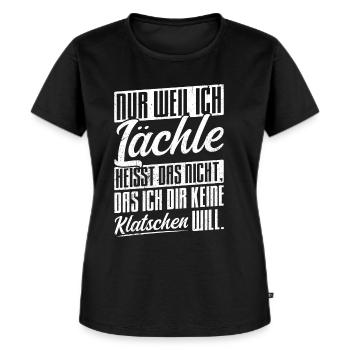 Weil Ich Lächle Heißt Nicht Das Ich Dir Keine Klat - Frauen Premium Bio T-Shirt - Schwarz - Vorne - Selfina (174cm)