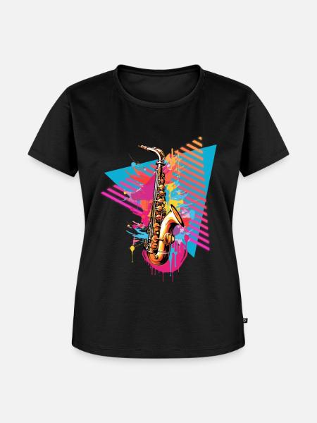 Saxophon 80er 90er Jahre - Frauen Premium Bio T-Shirt - Schwarz