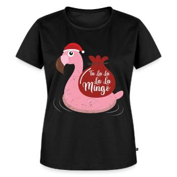 Flamingo Design Lustige Weihnachtspullover - Frauen Premium Bio T-Shirt - Schwarz - Vorne - Selfina (174cm)