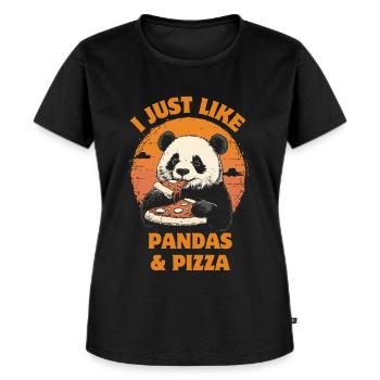 Panda mange de la pizza - T-shirt Premium bio Femme - noir - Devant - Selfina (174cm)