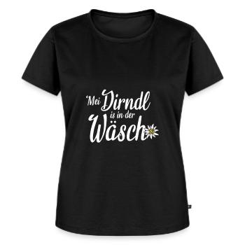 Mei Dirndl is in da Wäsch Dirndl Ersatz & - Frauen Premium Bio T-Shirt - Schwarz - Vorne - Selfina (174cm)