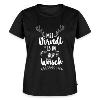 Mei Dirndl is in da Wäsch Dirndl Ersatz & - Frauen Premium Bio T-Shirt - Schwarz - Vorne - Selfina (174cm)