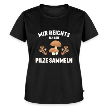 Mir reichts ich geh Pilze sammeln - Pilzsammler - Frauen Premium Bio T-Shirt - Schwarz - Vorne - Selfina (174cm)