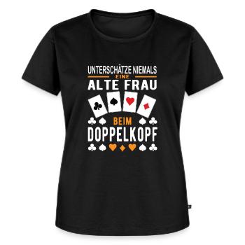 Doppelkopf Alte Frau - Frauen Premium Bio T-Shirt - Schwarz - Vorne - Selfina (174cm)