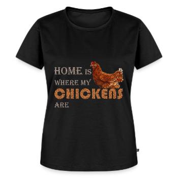 Chicken saying, chicken breeder - Women's Premium Organic T-shirt - black - Front - Selfina (174cm)