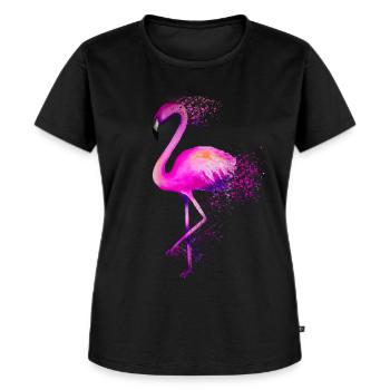 Flamingo Vogel rosa colorful bird bunt Geschenk - Frauen Premium Bio T-Shirt - Schwarz - Vorne - Selfina (174cm)