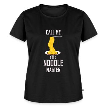 Lustiges Nudel-Meistergeschenk - Frauen Premium Bio T-Shirt - Schwarz - Vorne - Selfina (174cm)