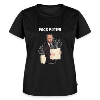 Vladimir Poutine avec les bras en lettres blanches - T-shirt Premium bio Femme - noir - Devant - Selfina (174cm)