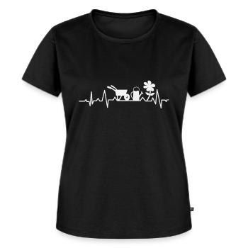 Garten Herzschlag - Frauen Premium Bio T-Shirt - Schwarz - Vorne - Selfina (174cm)