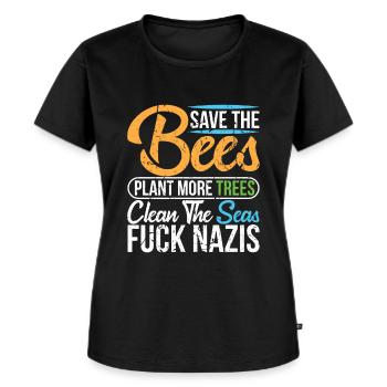 Fuck Nazis Linke Politik Politische Einstellung - Frauen Premium Bio T-Shirt - Schwarz - Vorne - Selfina (174cm)