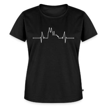 Kölner Herzschlag Puls EKG Geschenk - Frauen Premium Bio T-Shirt - Schwarz - Vorne - Selfina (174cm)