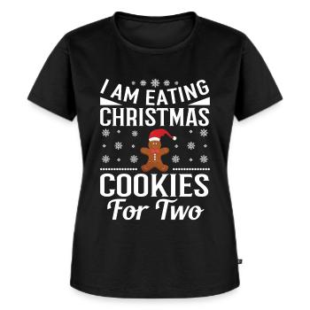 I AM EATING CHRISTMAS COOKIES FOR TWO GIFT IDEA - Frauen Premium Bio T-Shirt - Schwarz - Vorne - Selfina (174cm)