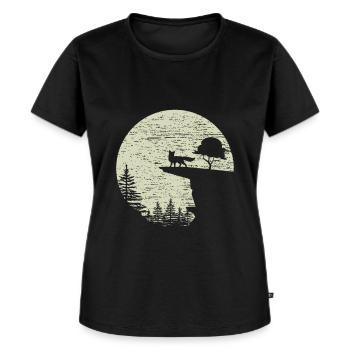 Fuchs Wald Wild Mond - Frauen Premium Bio T-Shirt - Schwarz - Vorne - Selfina (174cm)