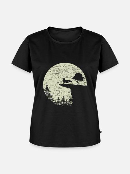 Fuchs Wald Wild Mond - Frauen Premium Bio T-Shirt - Schwarz