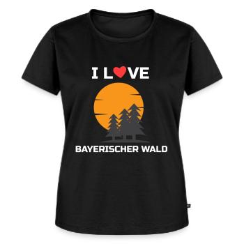 I Love Bayerischer Wald Geschenk - Frauen Premium Bio T-Shirt - Schwarz - Vorne - Selfina (174cm)