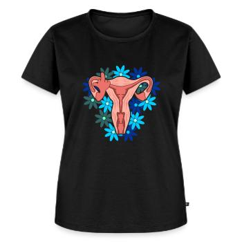 Uterus vagina vagina middle finger feminism - Women's Premium Organic T-shirt - black - Front - Selfina (174cm)