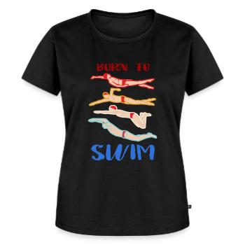Vintage Born To Swim Schwimmer Geschenk - Frauen Premium Bio T-Shirt - Schwarz - Vorne - Selfina (174cm)