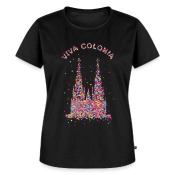 Viva Colonia, Kölner Dom, Konfetti, Facching - Frauen Premium Bio T-Shirt - Schwarz - Vorne - Selfina (174cm)