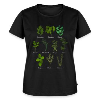 Vintage botanische Kräuter - Frauen Premium Bio T-Shirt - Schwarz - Vorne - Selfina (174cm)