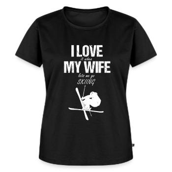 Jag älskar min fru när hon låter mig åka skidor - Ekologisk premium-T-shirt dam - svart - Fram - Selfina (174cm)