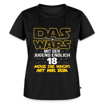 Das Wars Endlich 18 Möge Macht Mit Mir Sein - Frauen Premium Bio T-Shirt - Schwarz - Vorne - Selfina (174cm)