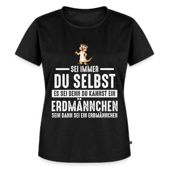 Erdmännchen Zootier Erdmännchenliebhaber Geschenk - Frauen Premium Bio T-Shirt - Schwarz - Vorne - Selfina (174cm)