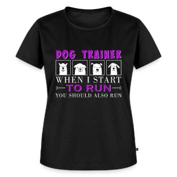 Hundetrainerin bei Hundeerziehung auf Hundeplatz - Frauen Premium Bio T-Shirt - Schwarz - Vorne - Selfina (174cm)