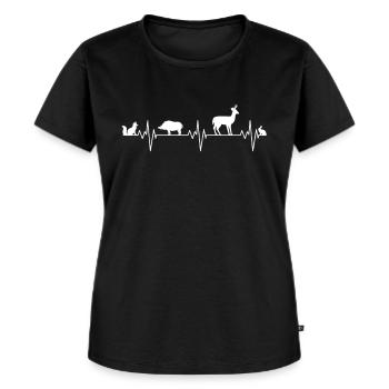 Jagd Jäger Herzschlag Ekg Wald Geschenk - Frauen Premium Bio T-Shirt - Schwarz - Vorne - Selfina (174cm)